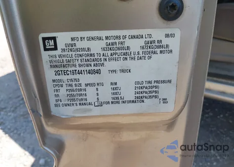 2004 GMC Sierra 1500 Sle из США, поврежденный, VIN 2GTEC19T441140840